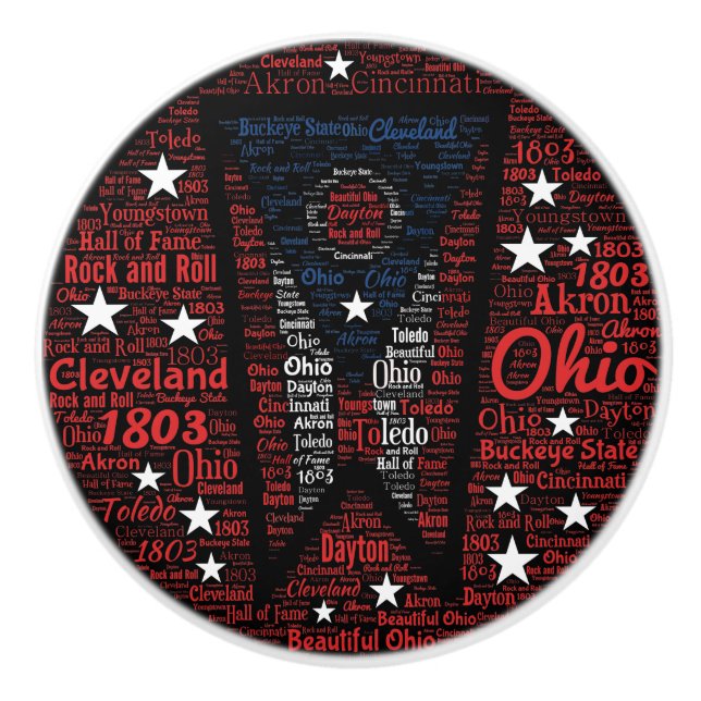 Bouton De Porte En Céramique State of Ohio Word Art Ceramic Knob (Devant)