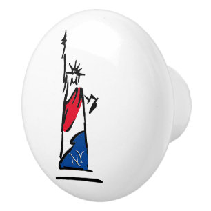 Bouton De Porte En Céramique Statue de la Liberté / Rayures de Lady Liberty