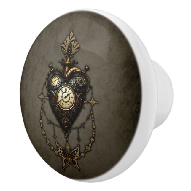Bouton De Porte En Céramique Steampunk heart (Droite)