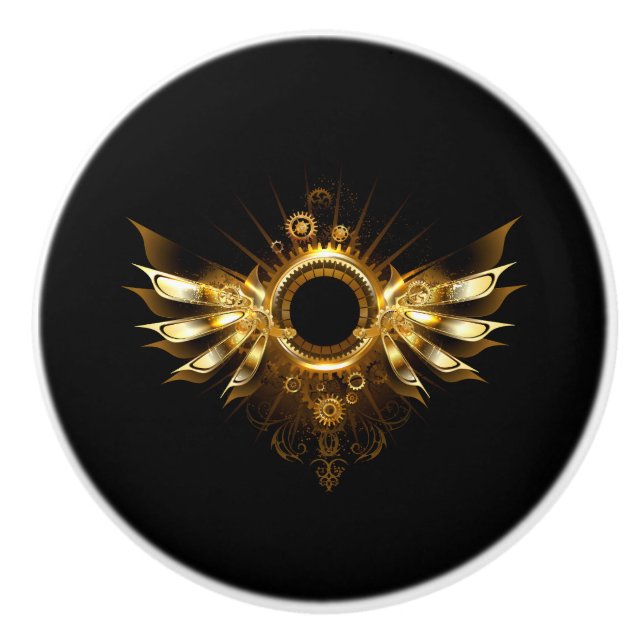 Bouton De Porte En Céramique Steampunk wings (Devant)