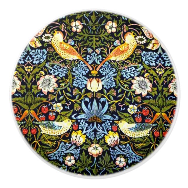 Bouton De Porte En Céramique Strawberry Thief (Devant)