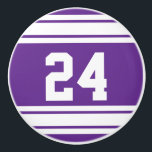 Bouton De Porte En Céramique Stripes de sport violet et blanc avec nombre<br><div class="desc">Sport Styled Ceramic Knobs prêt pour vous de customiser avec votre numéro, monogramme ou tout ce que vous voulez. Idéal pour toute chambre de style sportif. ⭐ Ce Produit est 100% Personnalisable. Les graphiques et / ou le texte peuvent être ajoutés, supprimés, déplacés, redimensionnés, changés autour, tournés, etc... ⭐ 99%...</div>
