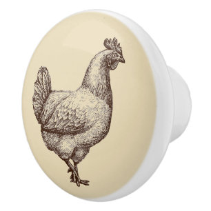 Bouton De Porte En Céramique Style Antique Vintage Ferme de campagne Poulet Hen