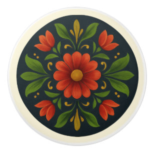 Bouton De Porte En Céramique Style Bavarois Tole Peinture Cottagecore Art popul