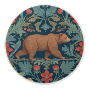Bouton De Porte En Céramique Style Bear William Morris droit face à la Flore ro