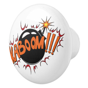 Bouton De Porte En Céramique Style comique KaBoom d'art de bruit !