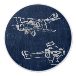 Bouton De Porte En Céramique Style de texte et de script du journal de l'avion 