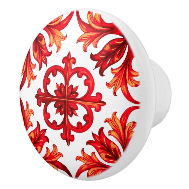 Bouton De Porte En Céramique Style italien, mosaïque, rouge (Droite)