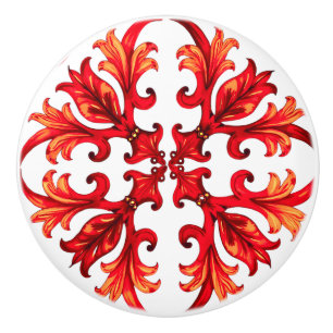 Bouton De Porte En Céramique Style italien, mosaïque, rouge