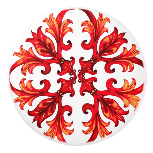 Bouton De Porte En Céramique Style italien, mosaïque, rouge (Devant)