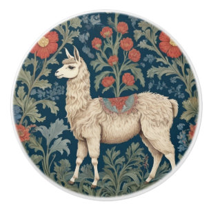 Bouton De Porte En Céramique Style Llama William Morris face gauche