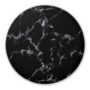 Bouton De Porte En Céramique Style marbre élégant4 - Noir et blanc