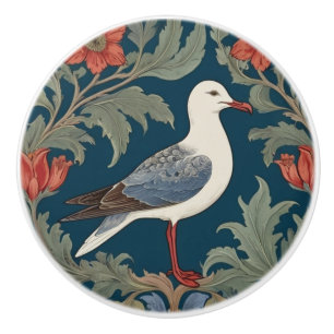 Bouton De Porte En Céramique Style Seagull William Morris Mer droite Oiseau mar