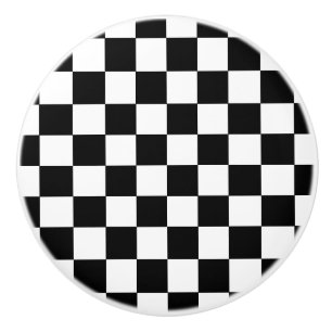 Bouton De Porte En Céramique Style vérifié noir et blanc de drapeau