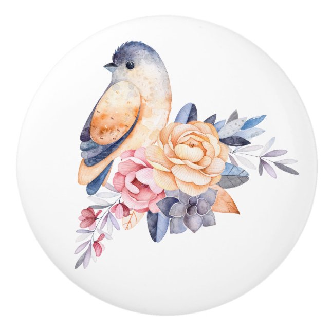 Bouton De Porte En Céramique Summer Rose (Devant)