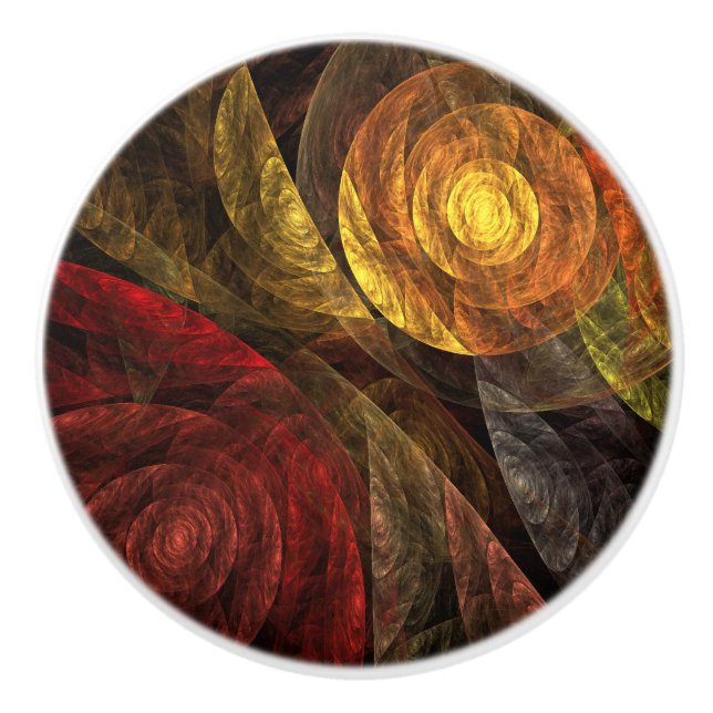 Bouton De Porte En Céramique Sun Flower Floral Moderne Art Motif Abstrait (Devant)