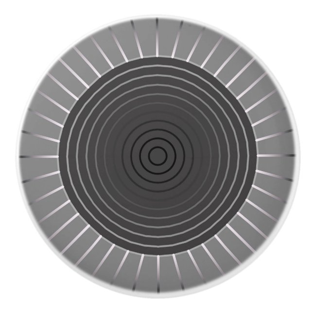 Bouton De Porte En Céramique Sunburst géométrique moderne - Hématite foncé gris (Devant)