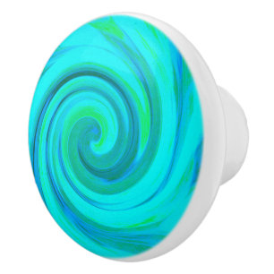 Bouton De Porte En Céramique Super Cool Abstrait Aqua Liquid Art Swirl