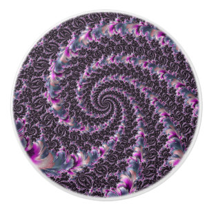 Bouton De Porte En Céramique Super Trippy Funky Psychedelic Spiral Fractal Art