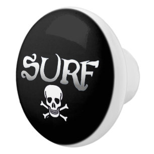 Bouton De Porte En Céramique Surf Crâne bouton en céramique noire