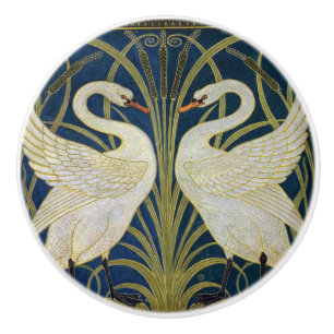 Bouton De Porte En Céramique Swan, Rush et Iris par Walter Crane