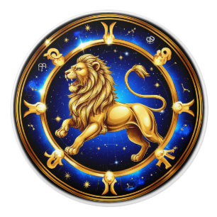 Bouton De Porte En Céramique ♌Symbole classique du zodiaque Lion ♌