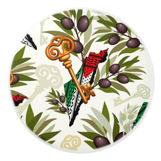 Bouton De Porte En Céramique Symbole clé palestinien du droit au retour (Devant)