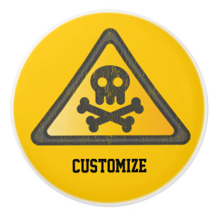 Bouton De Porte En Céramique Symbole d'avertissement amusant Thunder_Cove