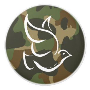 Bouton De Porte En Céramique Symbole de la colombe de la PAIX - Camouflage kaki