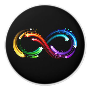 Bouton De Porte En Céramique Symbole de l'infini des comètes arc-en-ciel