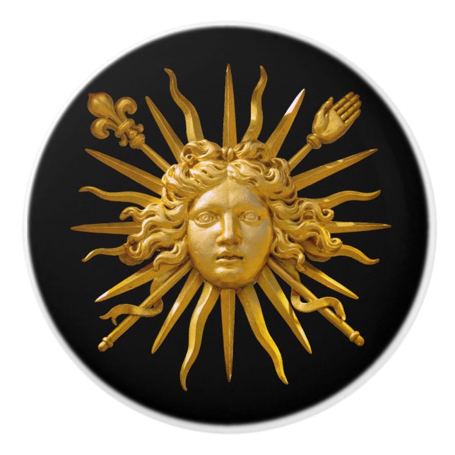 Bouton De Porte En Céramique Symbole de Louis XIV le Roi Soleil (Devant)