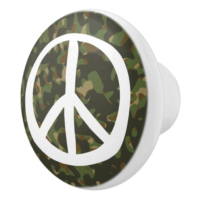 Bouton De Porte En Céramique SYMBOLE DE PAIX - Camouflage hippie vert kaki (Droite)