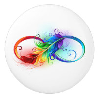 Symbole d'infini avec plume arc-en-ciel