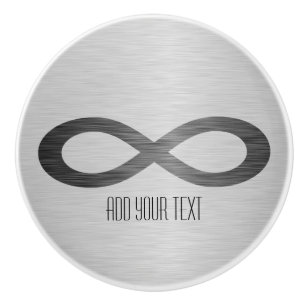 Bouton De Porte En Céramique Symbole d'infini sur la texture métallique de Faux