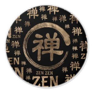 Bouton De Porte En Céramique Symbole Enzo Circle Zen et motif de mot sur le noi