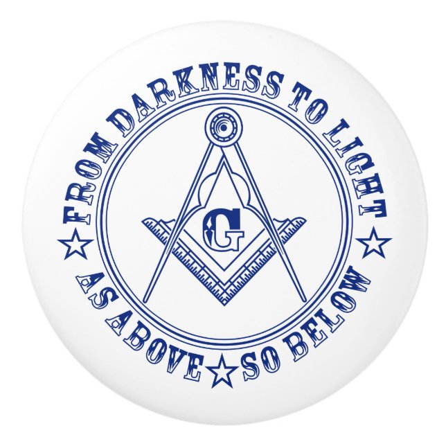 Bouton De Porte En Céramique Symbole franc-maçonnerie (Devant)