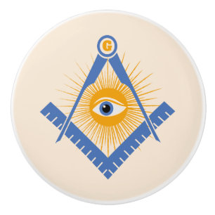 Bouton De Porte En Céramique Symbole franc-maçonnerie