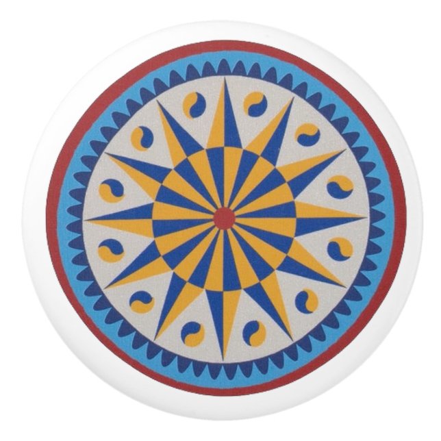 Bouton De Porte En Céramique Symbole hex hex hollandais de Pennsylvanie à douze (Devant)