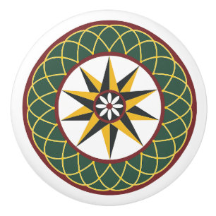 Bouton De Porte En Céramique Symbole Hex Néerlandais Amish en treillis étoilé e
