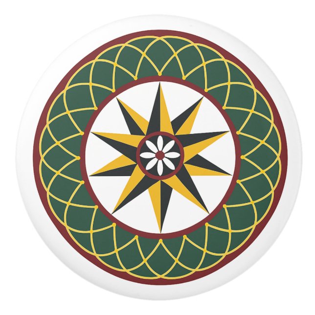 Bouton De Porte En Céramique Symbole Hex Néerlandais Amish en treillis étoilé e (Devant)