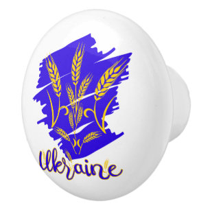 Bouton De Porte En Céramique Symbole national ukrainien tryzub fait d'épi de bl
