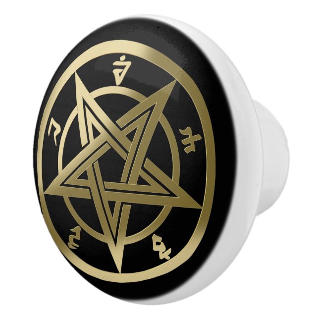 Bouton De Porte En Céramique Symbole pentagramme classique (Droite)
