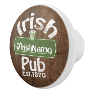 Bouton De Porte En Céramique Symbole personnalisé Irish Pub Old Keg
