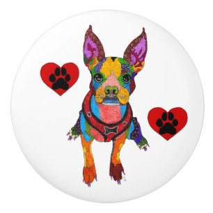 Bouton De Porte En Céramique Sympa et coloré Boston Terrier Door Knob