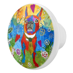 Bouton De Porte En Céramique Sympa et coloré Boston Terrier Door Knob