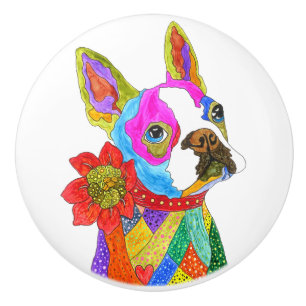 Bouton De Porte En Céramique Sympa et coloré Boston Terrier Door Knob