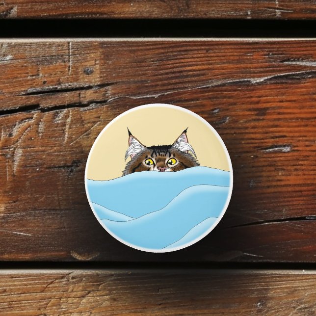 Bouton De Porte En Céramique Tabby Chat Pékin Bleu Drôle (Créateur téléchargé)