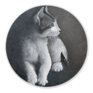 Bouton De Porte En Céramique Tabby Kitten