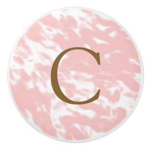 Bouton De Porte En Céramique Taches de glamour moderne rose et blanc chic éléga