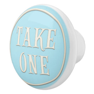 Bouton De Porte En Céramique "Take One" Wonderland Tea Party Pastel Blue